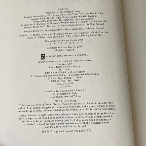 Scarlet Feather by author Maeve Binchy HARDCOVER - Picture 7 of 8